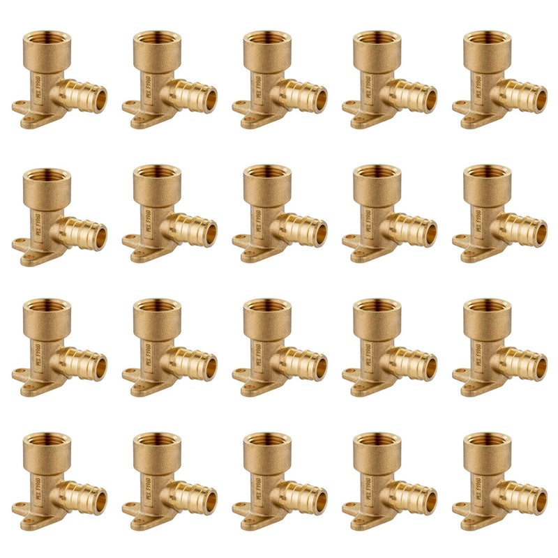 EFIELD (Pack of 20) EFIELD Pex A Expansion Brass Fitting 1/2"x 1/2" Female NPT Drop-ear Elbow ONLY For Pex-A Tubing Connection, ASTM F1960,(PEX1960116-20PCS) - Image 1